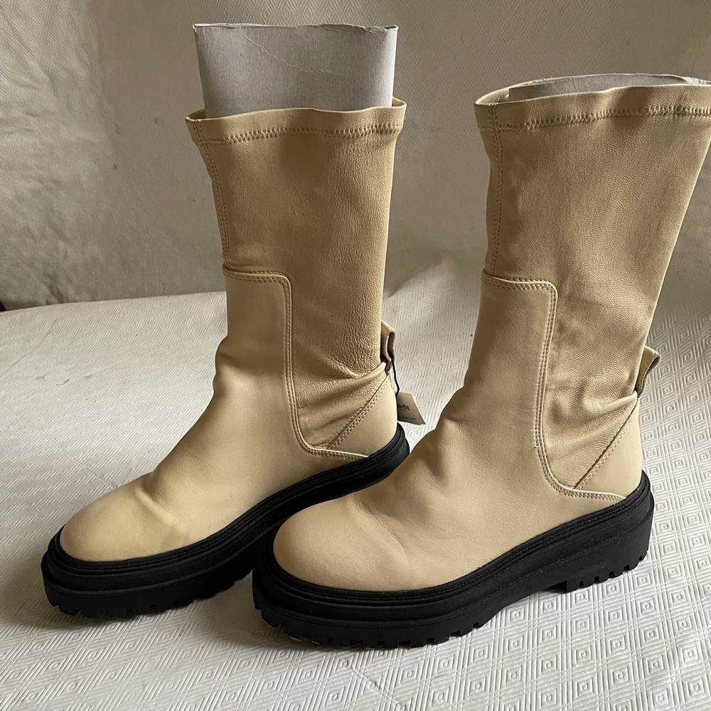 Off white Zara leather boots